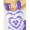 imageFloerns Girls Cut Out Ruffle Trim One Piece Swimsuit with Cover Up SkirtsPurple