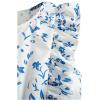 imageFloerns Girls Floral Print Sleeveless Ruffle Trim Belted Pants JumpsuitBlue