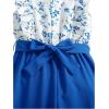 imageFloerns Girls Floral Print Sleeveless Ruffle Trim Belted Pants JumpsuitBlue