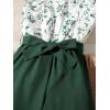 imageFloerns Girls Floral Print Sleeveless Ruffle Trim Belted Pants JumpsuitGreen