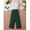 imageFloerns Girls Floral Print Sleeveless Ruffle Trim Belted Pants JumpsuitGreen
