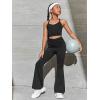 imageFloerns Girls High Waisted Flare Pants Ruched Front Bell Bottom LeggingsBlack