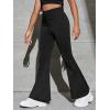 imageFloerns Girls High Waisted Flare Pants Ruched Front Bell Bottom LeggingsBlack