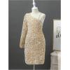 imageFloerns Girls One Shoulder Long Sleeve Sequin Party Bodycon Short DressApricot