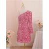imageFloerns Girls One Shoulder Long Sleeve Sequin Party Bodycon Short DressPink