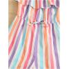 imageFloerns Girls Ruffle Trim Knot Foldover Elastic Waist Rainbow Striped Romper Short JumpsuitPink Striped