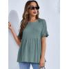 imageFloerns Womens Casual Maternity Top Short Sleeve Ruffle Hem Peplum T ShirtA Mint Green