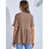 imageFloerns Womens Casual Maternity Top Short Sleeve Ruffle Hem Peplum T ShirtCamel