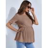 imageFloerns Womens Casual Maternity Top Short Sleeve Ruffle Hem Peplum T ShirtCamel