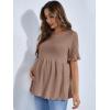 imageFloerns Womens Casual Maternity Top Short Sleeve Ruffle Hem Peplum T ShirtCamel