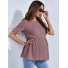 imageFloerns Womens Casual Maternity Top Short Sleeve Ruffle Hem Peplum T ShirtDusty Pink