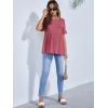 imageFloerns Womens Casual Maternity Top Short Sleeve Ruffle Hem Peplum T ShirtHot Pink