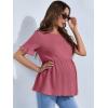 imageFloerns Womens Casual Maternity Top Short Sleeve Ruffle Hem Peplum T ShirtHot Pink