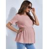 imageFloerns Womens Casual Maternity Top Short Sleeve Ruffle Hem Peplum T ShirtSweet Pink