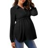 imageFloerns Womens Drawstring Waist Button Front Long Sleeve Pregnancy Blouse TopA Black