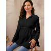 imageFloerns Womens Drawstring Waist Button Front Long Sleeve Pregnancy Blouse TopA Black