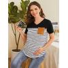 imageFloerns Womens Maternity Colorblock Striped Print Short Sleeve Tee Shirt TopsA Black and White