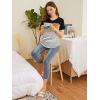imageFloerns Womens Maternity Colorblock Striped Print Short Sleeve Tee Shirt TopsA Black and White
