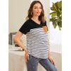 imageFloerns Womens Maternity Colorblock Striped Print Short Sleeve Tee Shirt TopsA Black and White