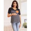 imageFloerns Womens Maternity Colorblock Striped Print Short Sleeve Tee Shirt TopsBlack Striped