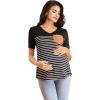 imageFloerns Womens Maternity Colorblock Striped Print Short Sleeve Tee Shirt TopsBlack Striped