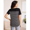 imageFloerns Womens Maternity Colorblock Striped Print Short Sleeve Tee Shirt TopsBlack Striped