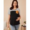 imageFloerns Womens Maternity Colorblock Striped Print Short Sleeve Tee Shirt TopsBlack White Striped
