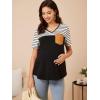 imageFloerns Womens Maternity Colorblock Striped Print Short Sleeve Tee Shirt TopsBlack White Striped