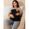 imageFloerns Womens Maternity Colorblock Striped Print Short Sleeve Tee Shirt TopsBlack White Striped