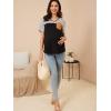 imageFloerns Womens Maternity Colorblock Striped Print Short Sleeve Tee Shirt TopsBlack White Striped