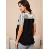 imageFloerns Womens Maternity Colorblock Striped Print Short Sleeve Tee Shirt TopsBlack White Striped