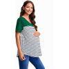 imageFloerns Womens Maternity Colorblock Striped Print Short Sleeve Tee Shirt TopsGreen Striped