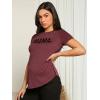 imageFloerns Womens Maternity Colorblock Striped Print Short Sleeve Tee Shirt TopsMauve Purple