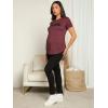 imageFloerns Womens Maternity Colorblock Striped Print Short Sleeve Tee Shirt TopsMauve Purple