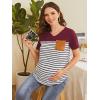 imageFloerns Womens Maternity Colorblock Striped Print Short Sleeve Tee Shirt TopsRed Striped