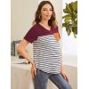 imageFloerns Womens Maternity Colorblock Striped Print Short Sleeve Tee Shirt TopsRed Striped