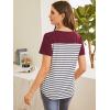 imageFloerns Womens Maternity Colorblock Striped Print Short Sleeve Tee Shirt TopsRed Striped