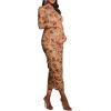 imageFloerns Womens Maternity Floral Print Ruched Bodycon Dress Long Sleeve Mock Neck DressesKhaki Multi