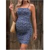 imageFloerns Womens Maternity Floral Print Tie Shoulder Stretch Cami Slip DressDeep Blue