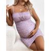 imageFloerns Womens Maternity Floral Print Tie Shoulder Stretch Cami Slip DressMauve Purple