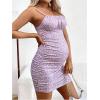 imageFloerns Womens Maternity Floral Print Tie Shoulder Stretch Cami Slip DressMauve Purple