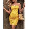 imageFloerns Womens Maternity Floral Print Tie Shoulder Stretch Cami Slip DressYellow