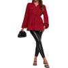 imageFloerns Womens Maternity Lantern Long Sleeve Drawstring Waist Peplum Blouse TopBurgundy