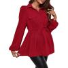 imageFloerns Womens Maternity Lantern Long Sleeve Drawstring Waist Peplum Blouse TopBurgundy