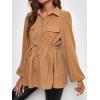 imageFloerns Womens Maternity Lantern Long Sleeve Drawstring Waist Peplum Blouse TopKhaki