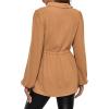 imageFloerns Womens Maternity Lantern Long Sleeve Drawstring Waist Peplum Blouse TopKhaki
