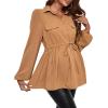 imageFloerns Womens Maternity Lantern Long Sleeve Drawstring Waist Peplum Blouse TopKhaki