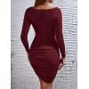 imageFloerns Womens Maternity Long Sleeve Square Neck Tie Front Bodycon Pencil DressBurgundy