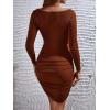 imageFloerns Womens Maternity Long Sleeve Square Neck Tie Front Bodycon Pencil DressRust Brown