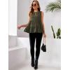 imageFloerns Womens Maternity Sleeveless Ruffle Hem Ruched Peplum Tank TopsArmy Green
